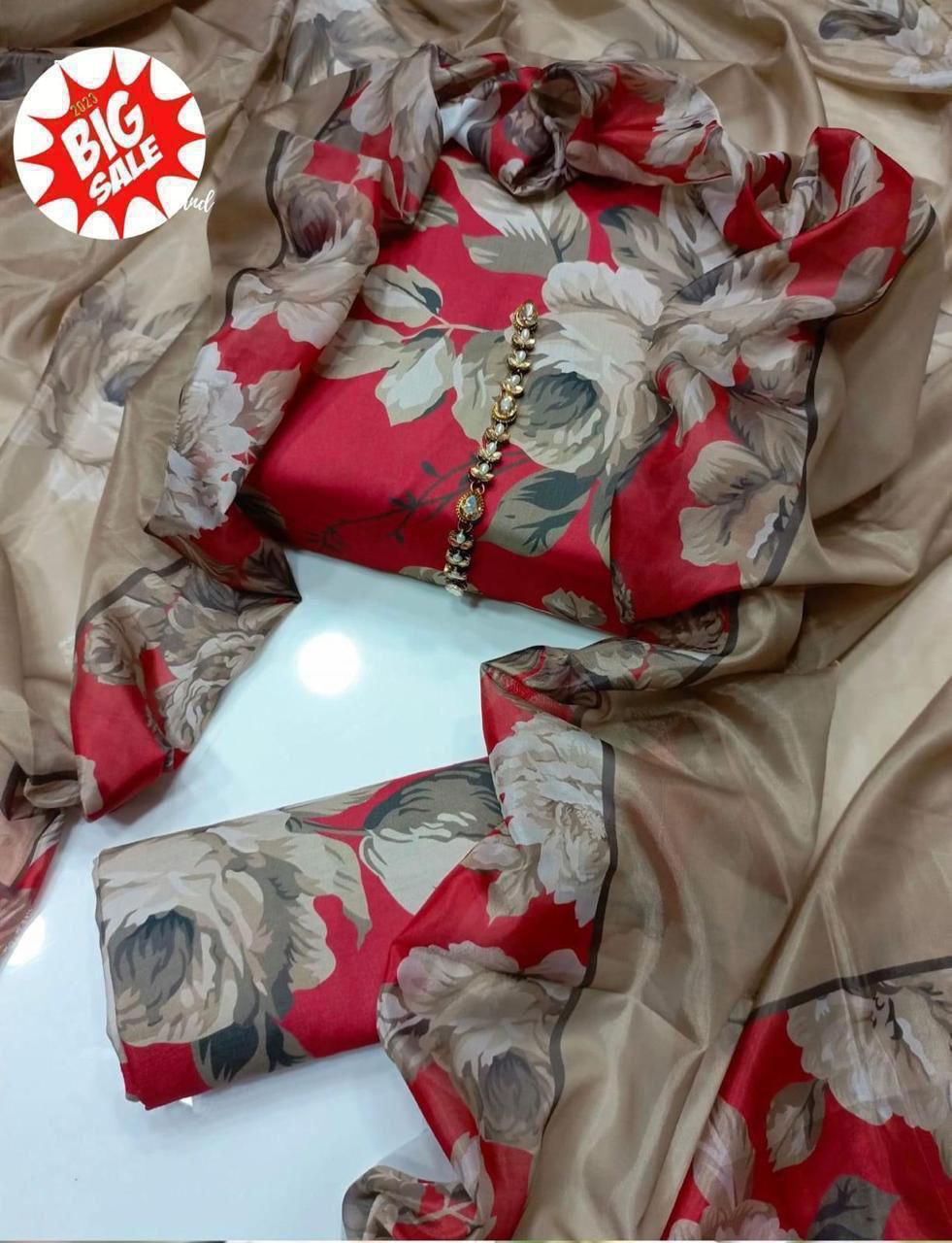 Swiss Lawn Digital Print 3Pc Dress Silk Duppta SW-018
