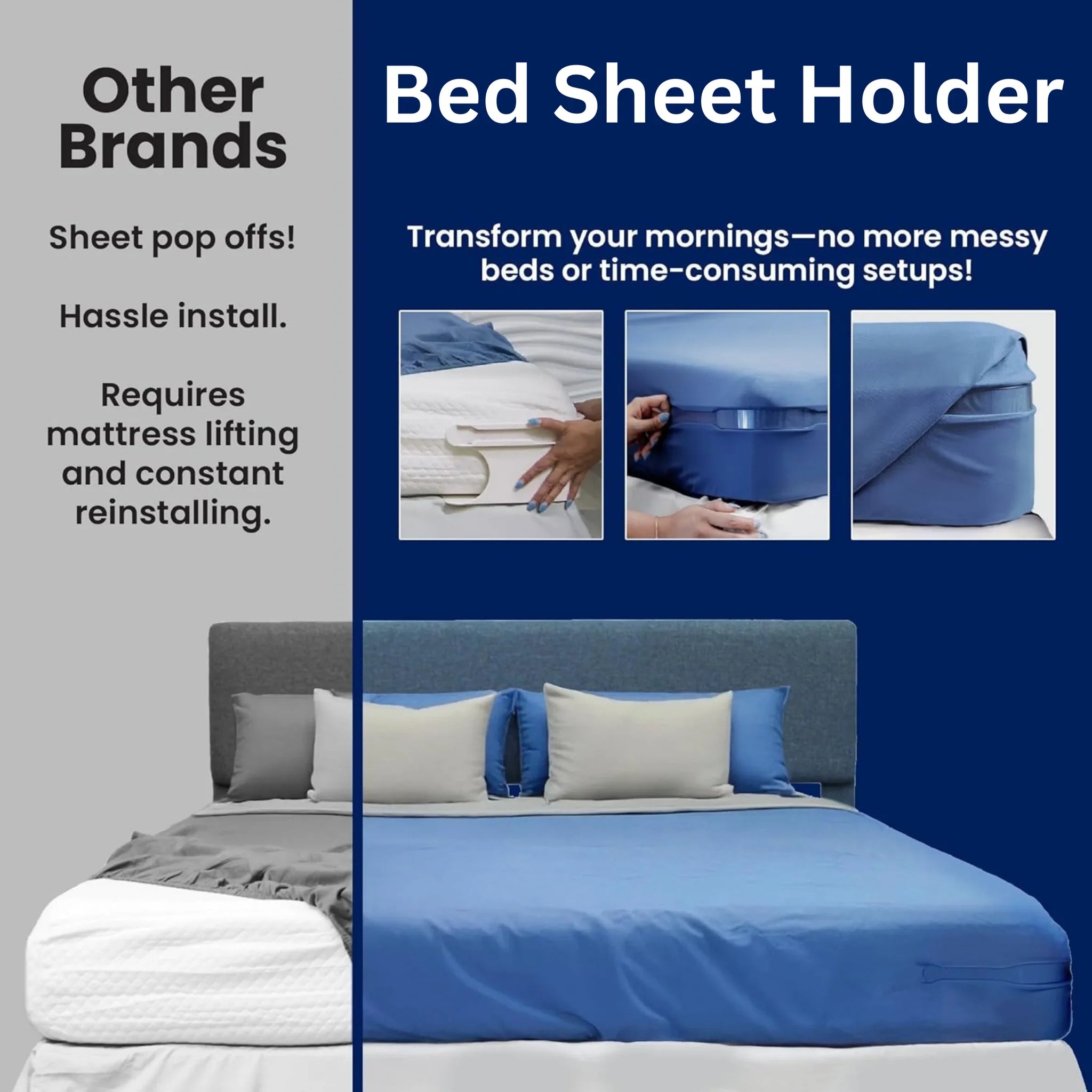 BED SHEET LOCK HOLDER SET - 4 Pack Heavy Duty Bed Sheet Holder Fit All Mattress Size