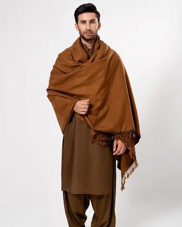 J. Men's Winter Wool Shawl - Copper Brown